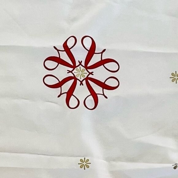 Vintage Avon Scarf With Red As in a Bow and Gold Star Motif Christmas Holiday - Picture 3 of 5